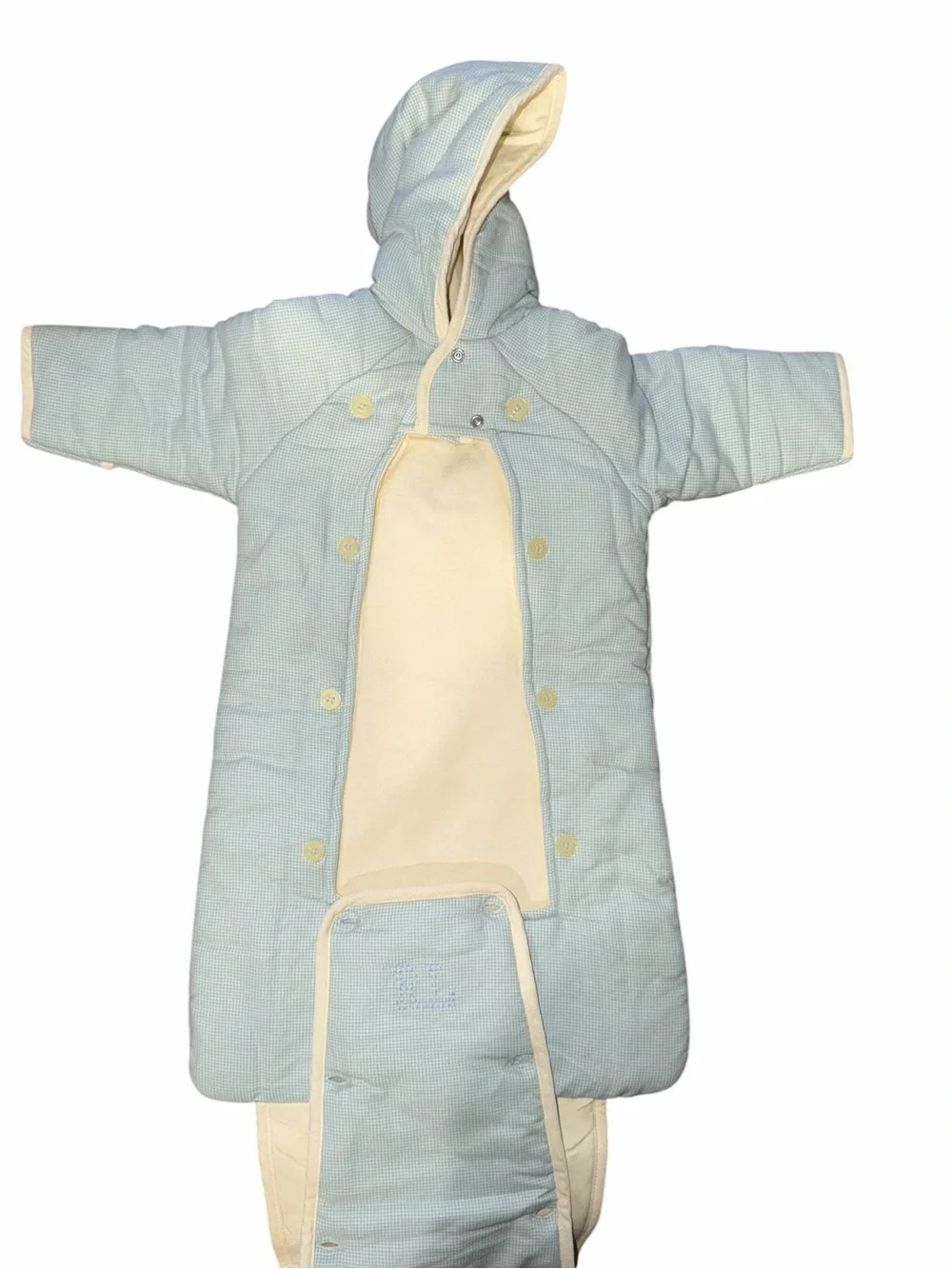 Ralph Lauren vintage blue and white winter bunting suit, newborn-6 months